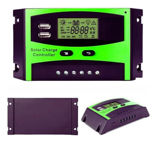 GENERICO Controlador Regulador Carga Solar Digital 12v 24v 30a 2 Usb