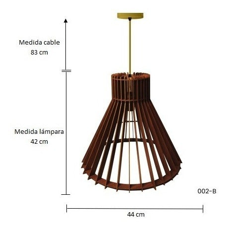 Lámpara de Techo Colgante Madera Mdf Minimalista Hogar Restaurant 002b + Ampolleta