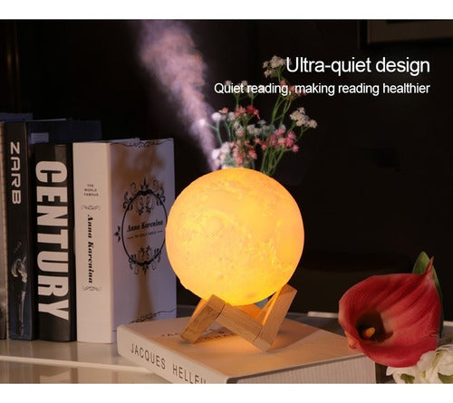 Lámpara de Mesa Luna 3D 13 cm Luz Led 3 Modos USB con Humidificador 880 ml