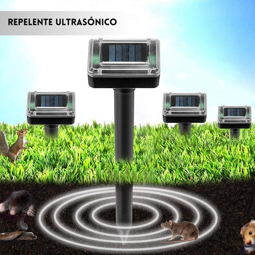 4 Ahuyentador Repelente Ratones Solar Ultrasonido Estaca