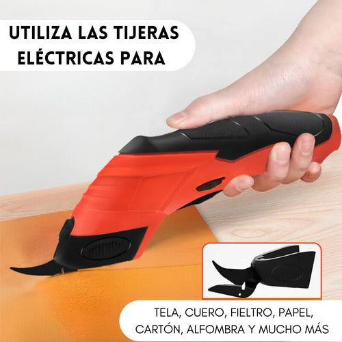 Tijeras Eléctricas Recargables VLOXO - Para Cortar Cartón, Cuero, Fieltro, Alfombra, Incluye 2 Cuchillas