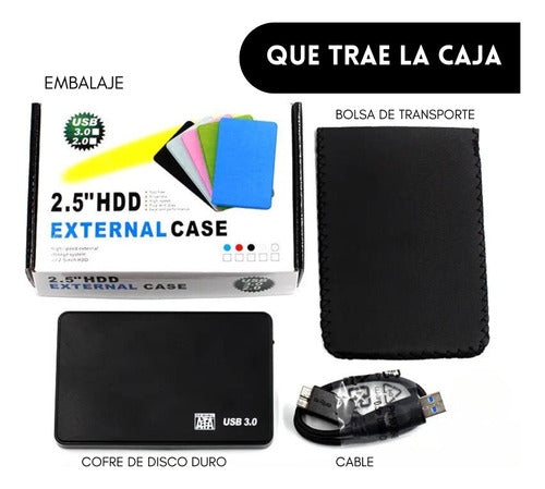 Cofre Case para Disco Duro Sata 2.5 Usb 3.0 Hdd Notebook