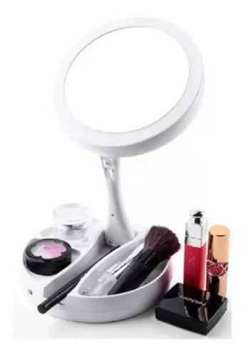 Espejo con Luz Led para Maquillaje Plegable + Aumento X 10