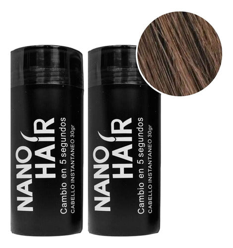 2 Nano Hair Frasco 30g Fibra Keratina Pelo Alopecia Calvicie