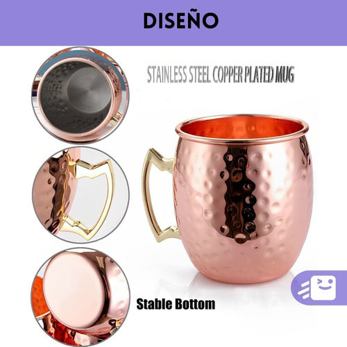 Set 4 Vasos Cobre Moscow Mule 600ml Premium Coctel Tragos