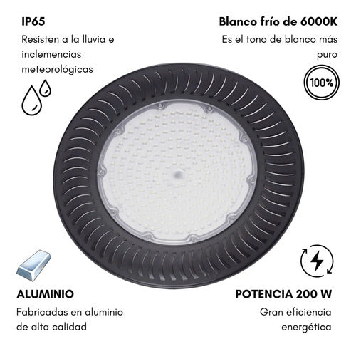 2 Focos Campana Lampara Ufo Led 200w Techo Iluminación