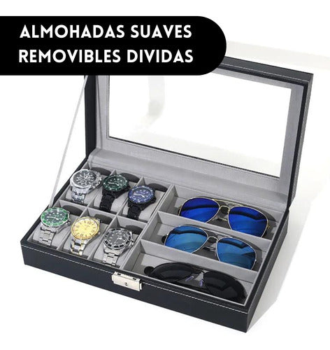 Organizador Relojes Lentes Gafas Sol Joyería Ecocuero 33x20