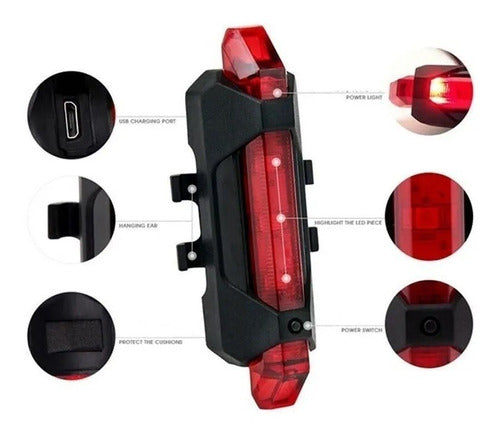 Luces Led USB Recargables para Bicicleta Casco Advertencia