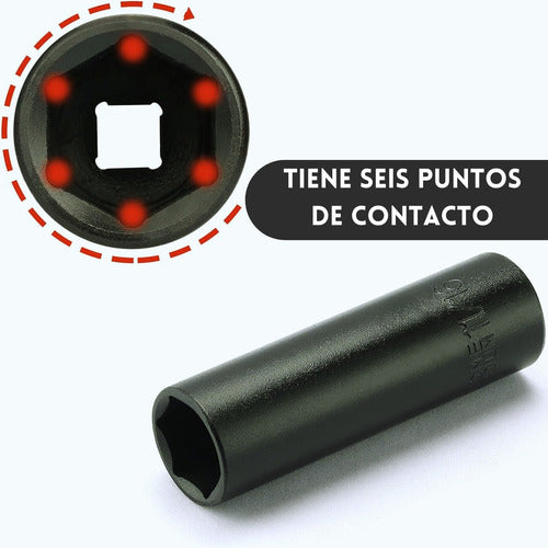 Juego Set Dados de Impacto 1/2, 10 Piezas de 8 a 24 mm