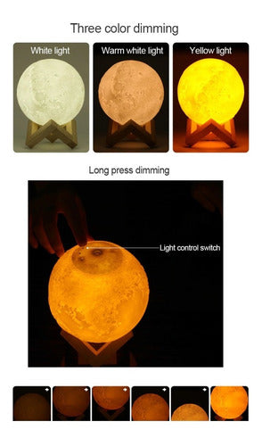 Lámpara de Mesa Luna 3D 13 cm Luz Led 3 Modos USB con Humidificador 880 ml