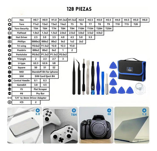 Kit 128 Herramientas Destornillador Reparar Celular Notebook