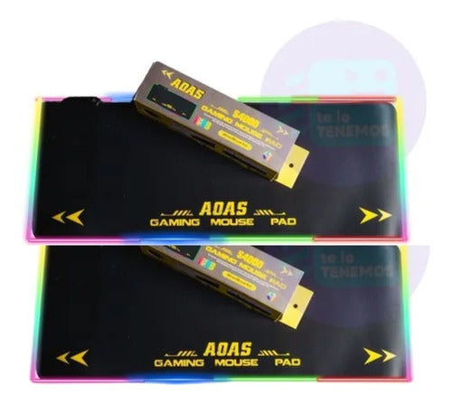 2 Mouse Pad Gamer Xl Rgb Retroiluminado Aoas S4000 80*30 Cm