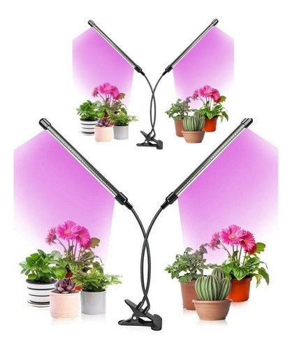 2 Lámparas Luz Led Uv Cultivo Interior Plantas 2 Tubos