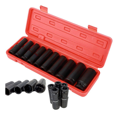 Juego Set Dados de Impacto 1/2, 10 Piezas de 8 a 24 mm