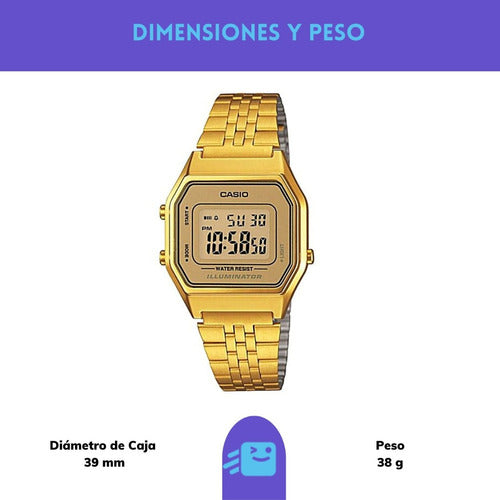 Reloj Digital Vintage Casio Mujer Dorado La680wga-9cdf — Te lo tenemos Chile