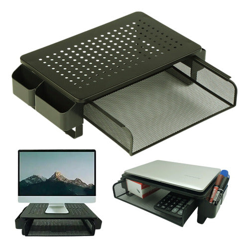 Base Soporte Metálico Monitor Pc Notebook Cajón Organizador