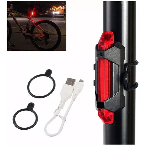 4 Luces Led USB Recargables para Bicicleta Casco Advertencia 2 Roja 2 Blanca