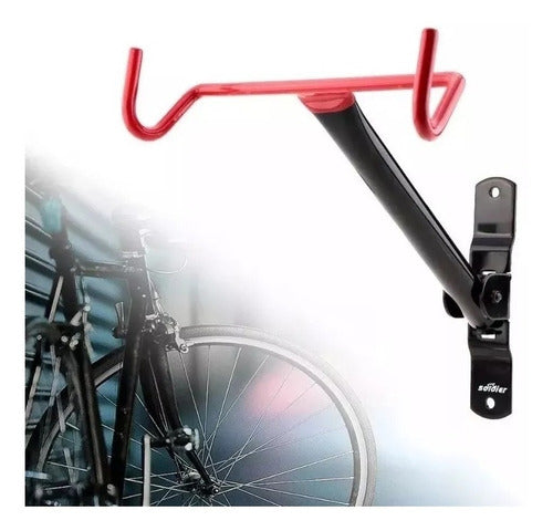 4 Soportes Horizontal de Pared Bicicleta Rojo y Negro