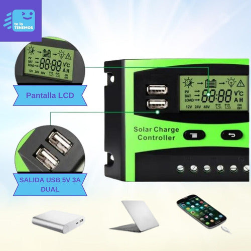 Controlador Regulador Carga Panel Solar Digital 12v 24v 30a