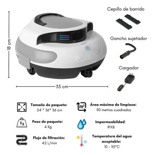 Robot Aspiradora Limpia fondos Limpieza de Piscina Recargable