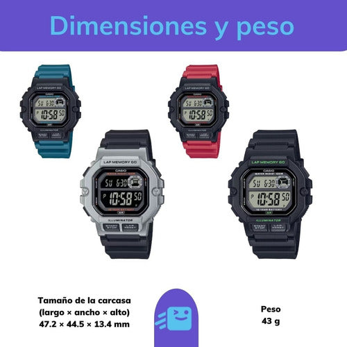 Reloj Casio Hombre Reloj Unisex Ws-1400h-3av Original