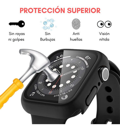 Carcasa Protector Vidrio Templado De Apple Watch Modelos 1-9