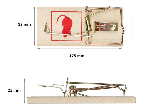 3 Trampa Madera Metal Reusable Rata Ratón Roedores 175x83mm
