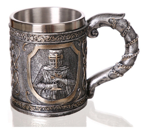 Tazón Taza Mug Caballero Medieval. Acero Inoxidable 420 Ml