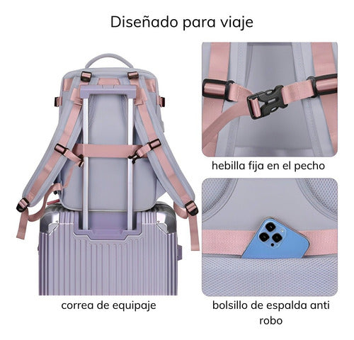 Mochila Cabina Bolso Mujer Viaje Avion 20lt Puerto Usb Utazo