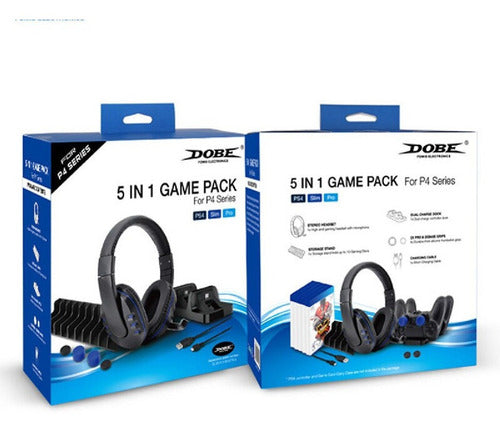 Pack Gamer P4 Dobe 5 Accesorios En 1 Audifonos Microfono