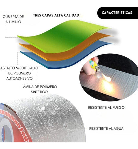 Cinta Butilo Impermeable Fuerte Térmica Techo Tubo 75mm X 5m