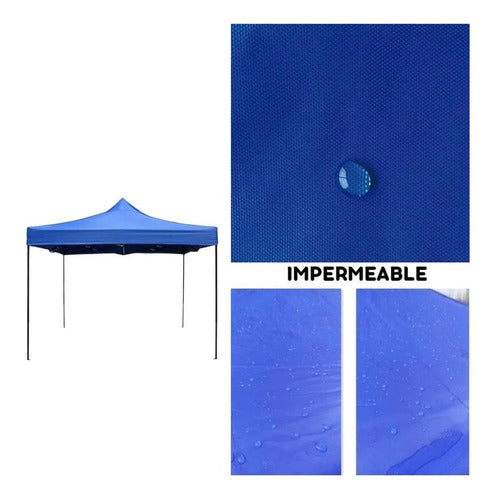 Pack Toldo Plegable Metálico 3*3 mt con Lona Impermeable + Paredes Laterales