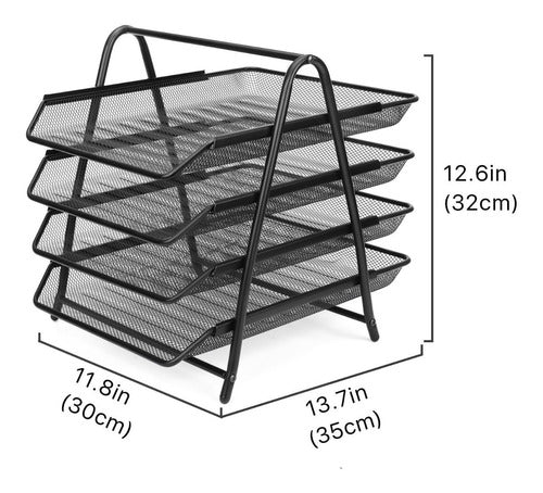 Bandeja Organizador Oficina Documentos Escritorio Metal 4niv