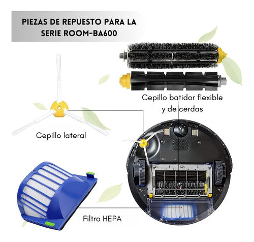 Kit de Filtros Rodillos y Cepillos para Irobot Roomba 600